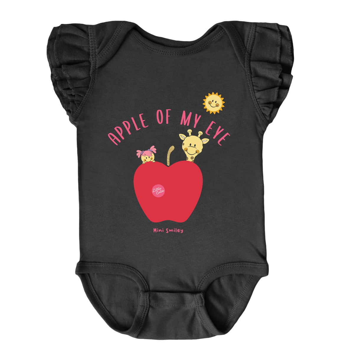 Mini Smiley Apple Of My Eye - Baby Flutter Sleeve Bodysuit