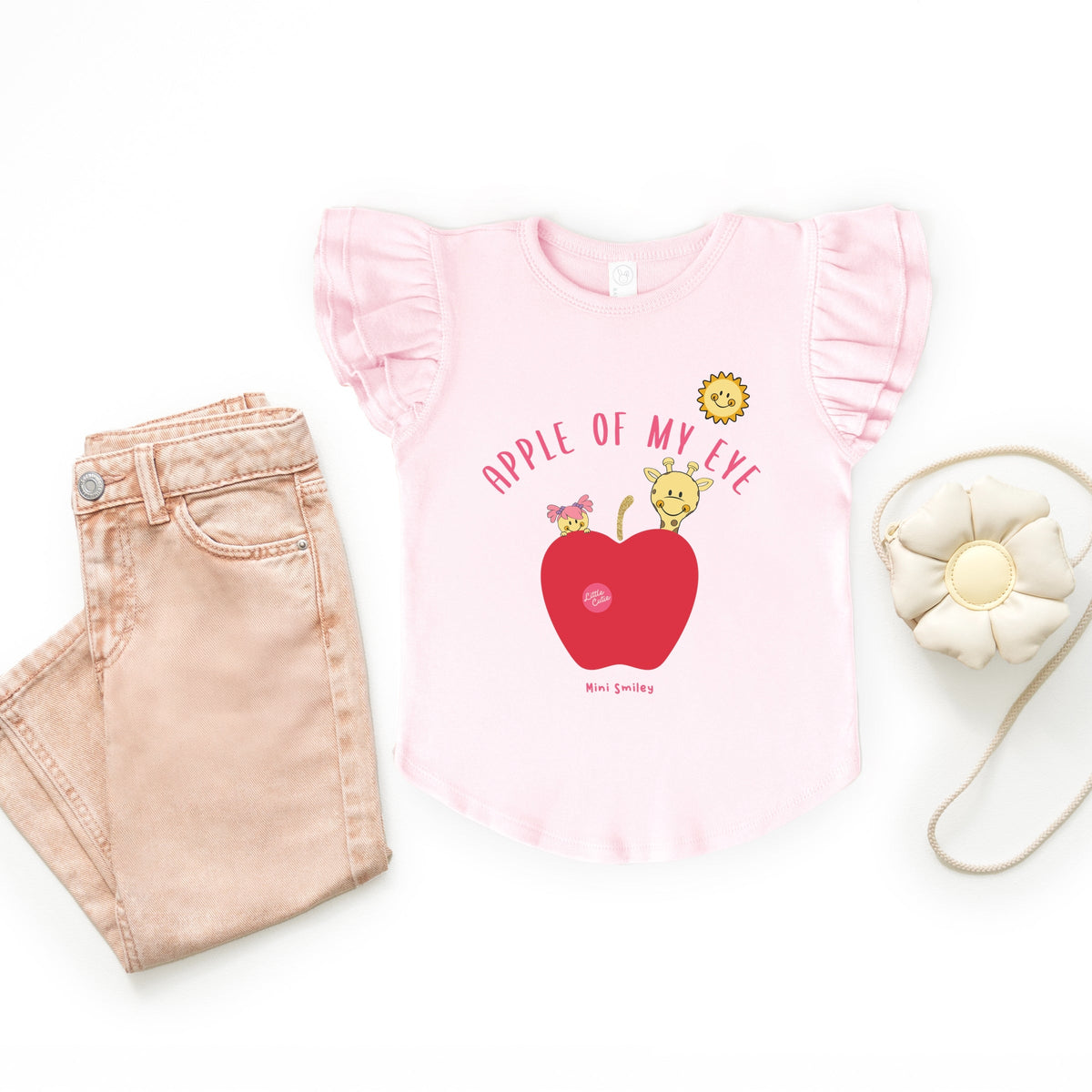 Mini Smiley Apple Of My Eye - Flutter Sleeve Graphic T-Shirt