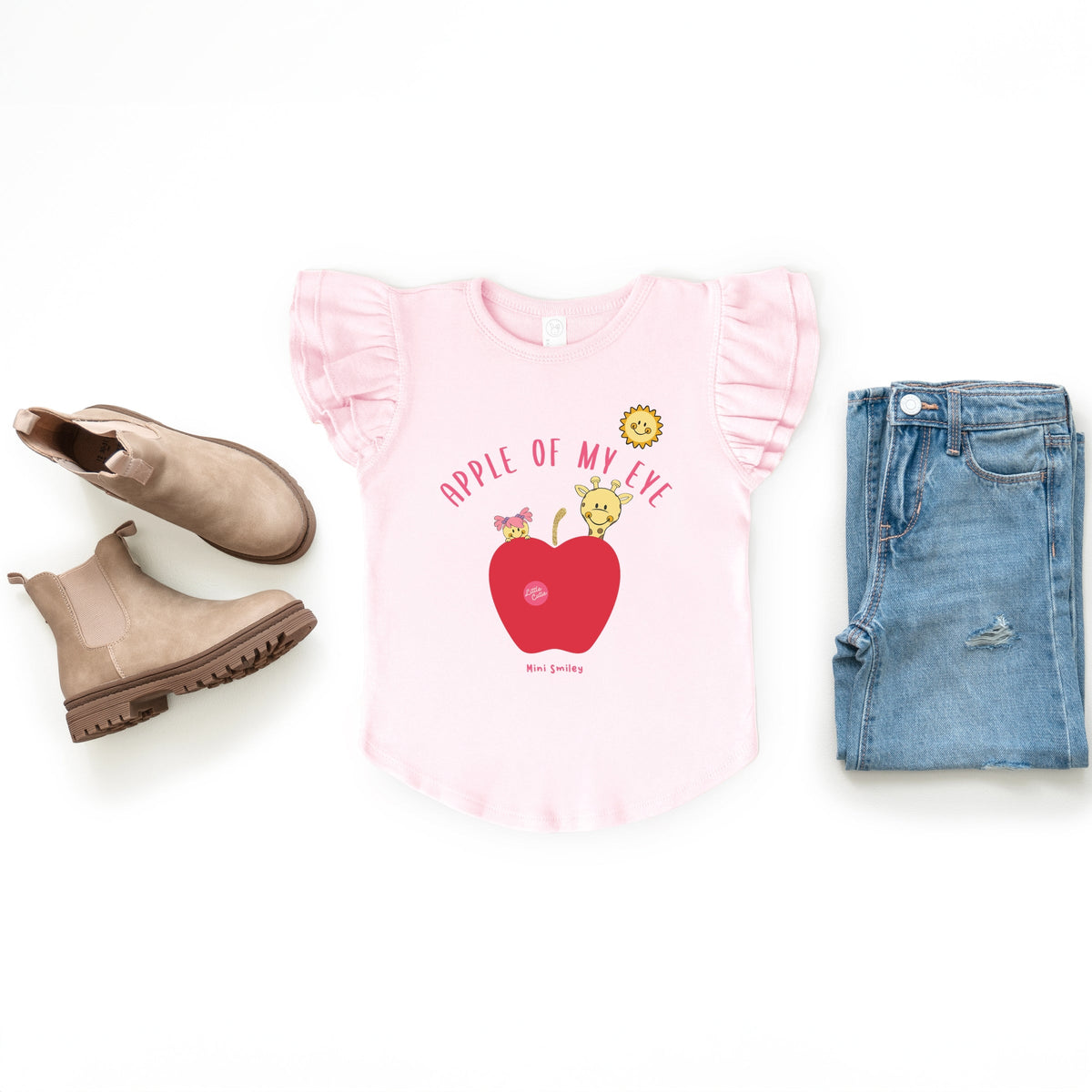 Mini Smiley Apple Of My Eye - Flutter Sleeve Graphic T-Shirt