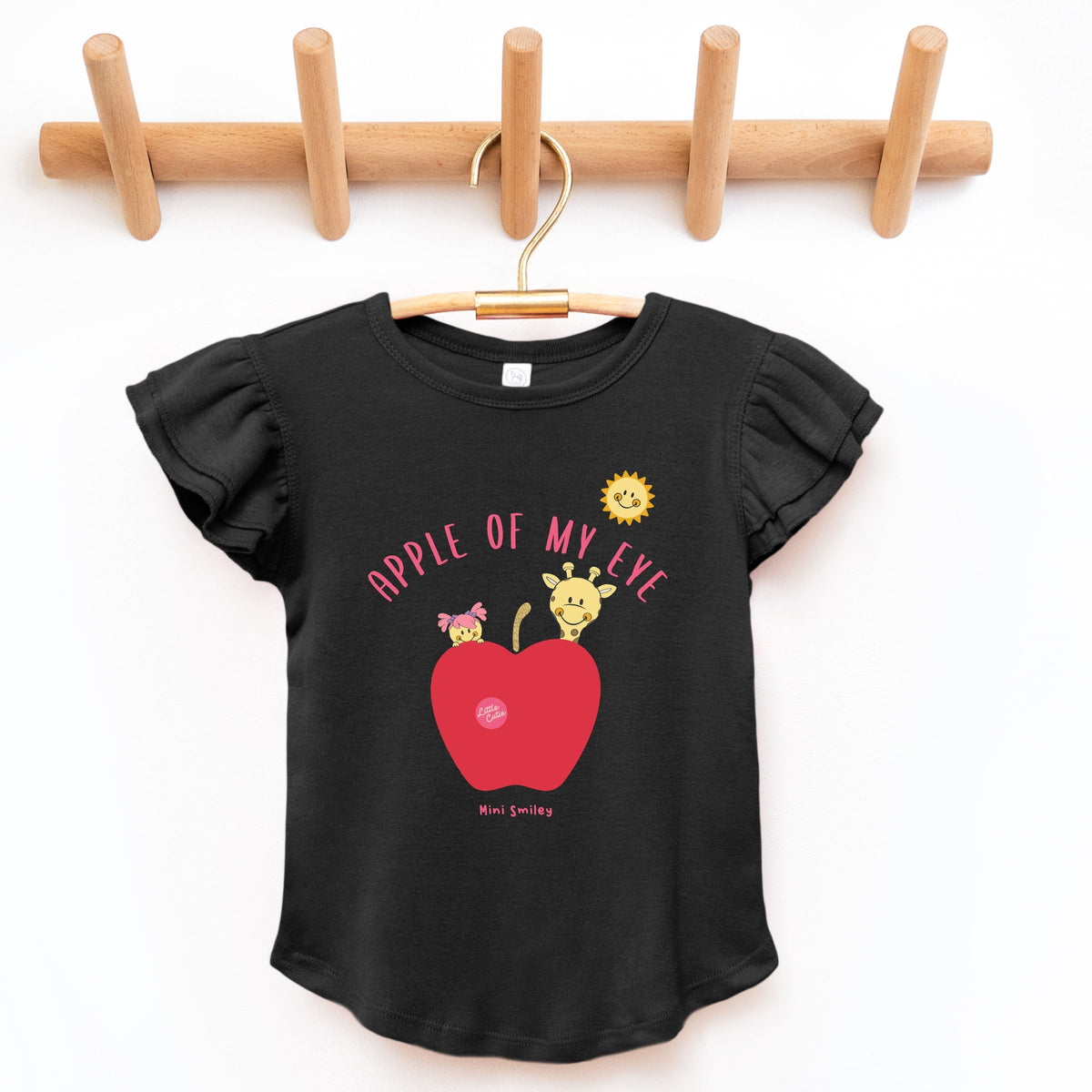 Mini Smiley Apple Of My Eye - Flutter Sleeve Graphic T-Shirt