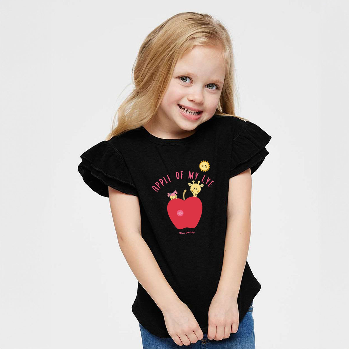 Mini Smiley Apple Of My Eye - Flutter Sleeve Graphic T-Shirt