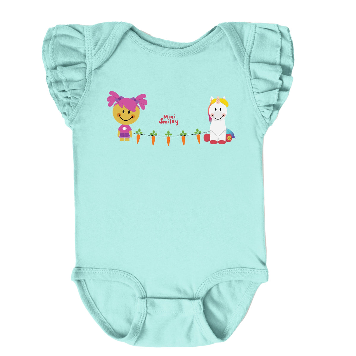 Mini Smiley Aria Carrot Garland - Baby Flutter Sleeve Bodysuit