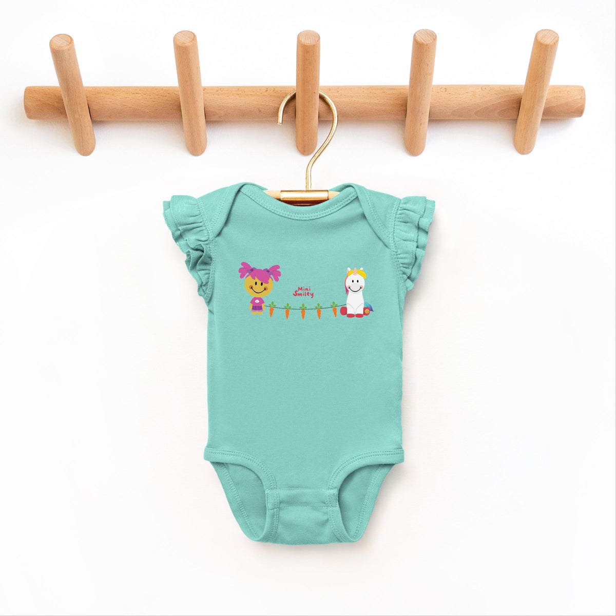 Mini Smiley Aria Carrot Garland - Baby Flutter Sleeve Bodysuit