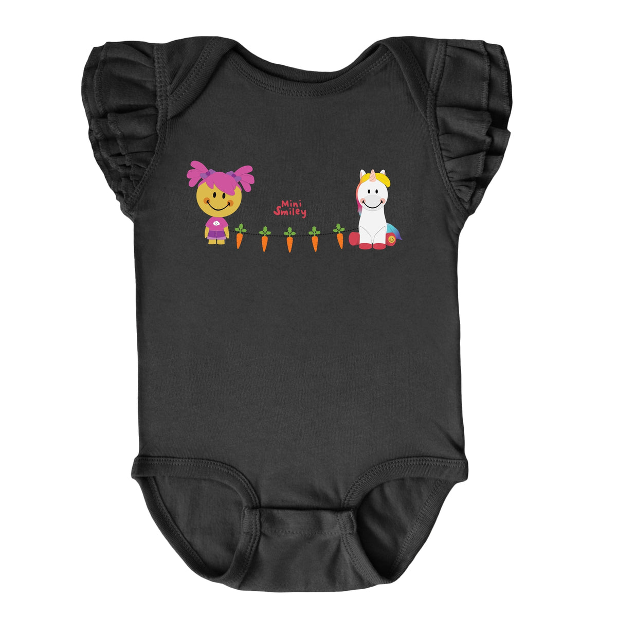 Mini Smiley Aria Carrot Garland - Baby Flutter Sleeve Bodysuit