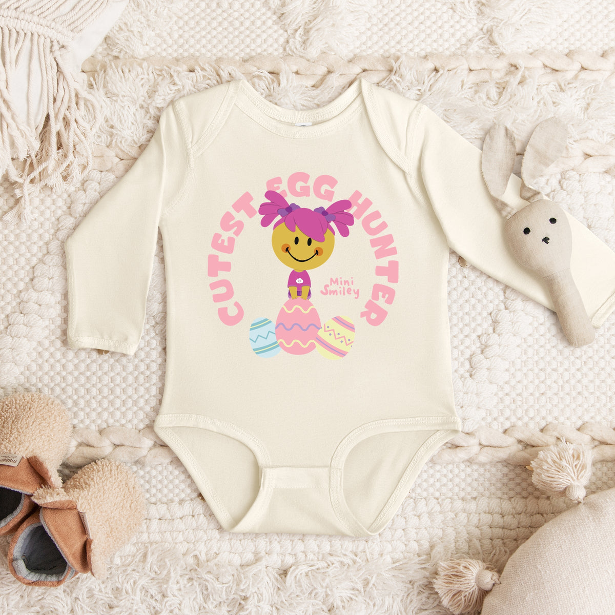 Mini Smiley Cutest Egg Hunter - Baby Long Sleeve Bodysuit