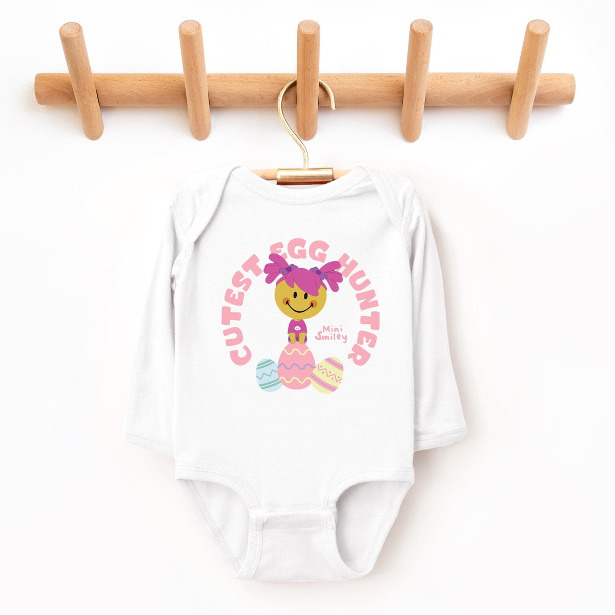 Mini Smiley Cutest Egg Hunter - Baby Long Sleeve Bodysuit