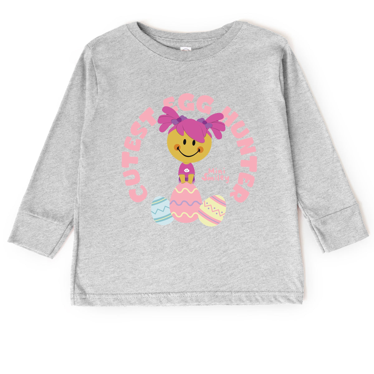 Mini Smiley Cutest Egg Hunter - Toddler Long Sleeve Graphic Tee