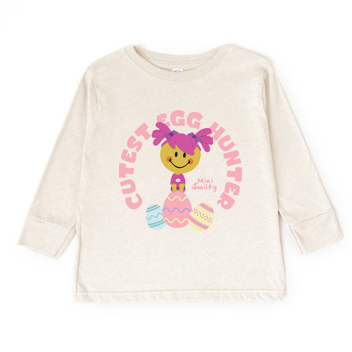 Mini Smiley Cutest Egg Hunter - Toddler Long Sleeve Graphic Tee