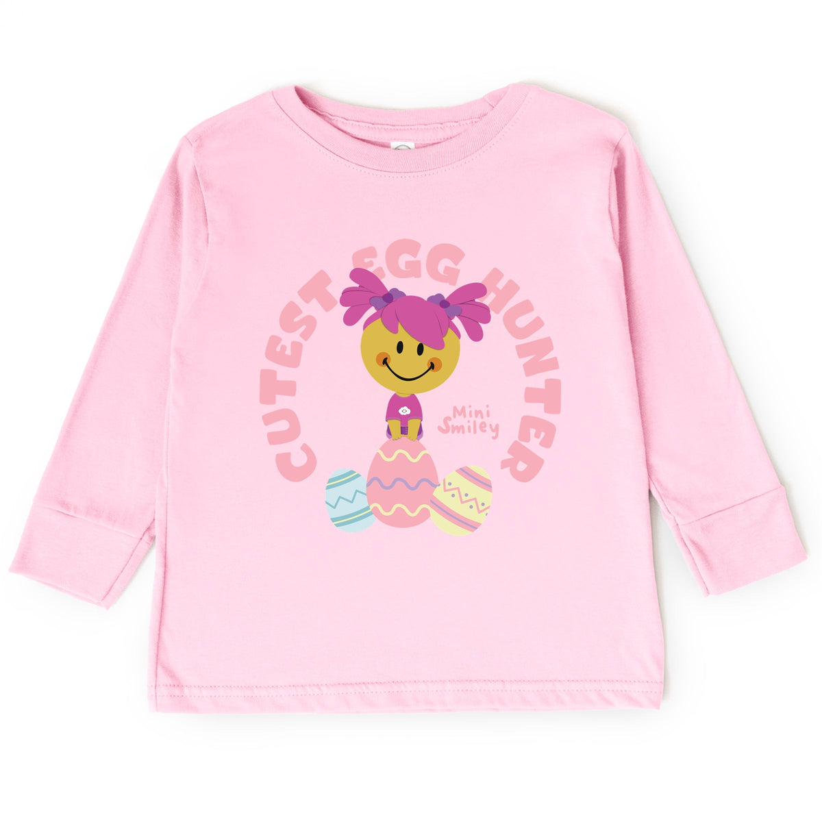 Mini Smiley Cutest Egg Hunter - Toddler Long Sleeve Graphic Tee