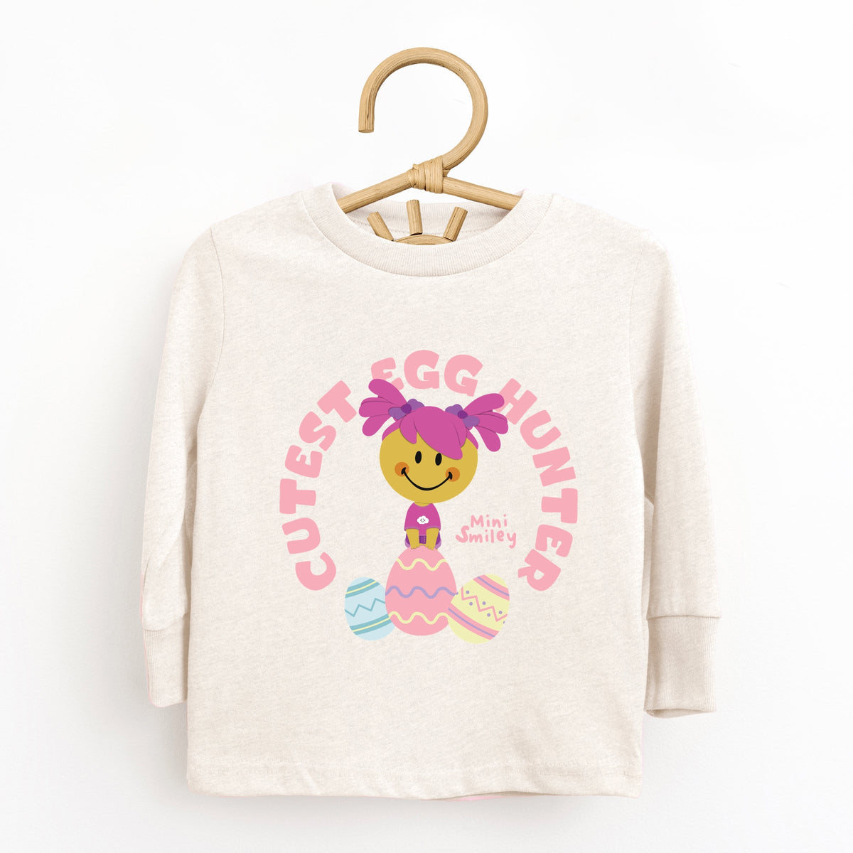 Mini Smiley Cutest Egg Hunter - Toddler Long Sleeve Graphic Tee