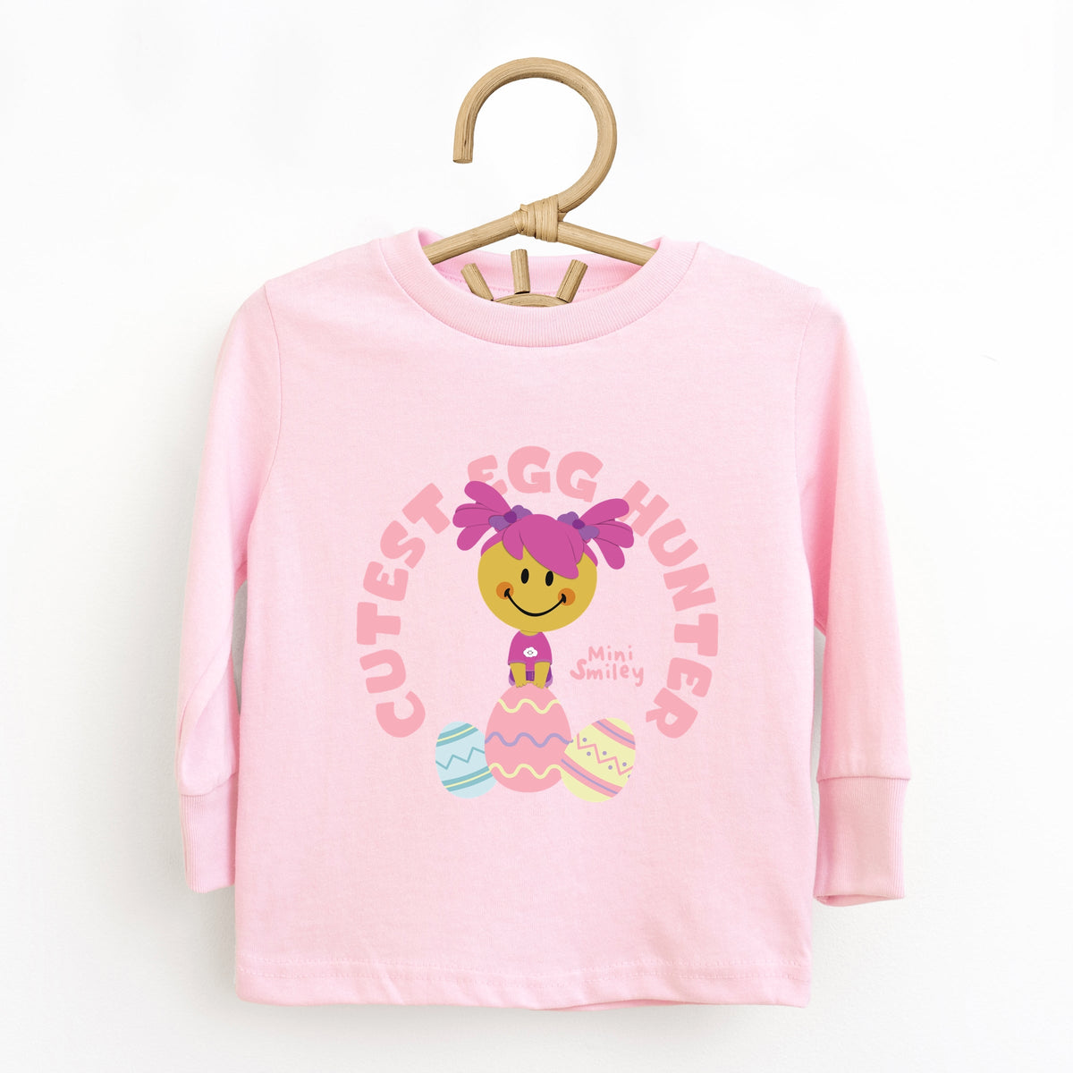 Mini Smiley Cutest Egg Hunter - Toddler Long Sleeve Graphic Tee