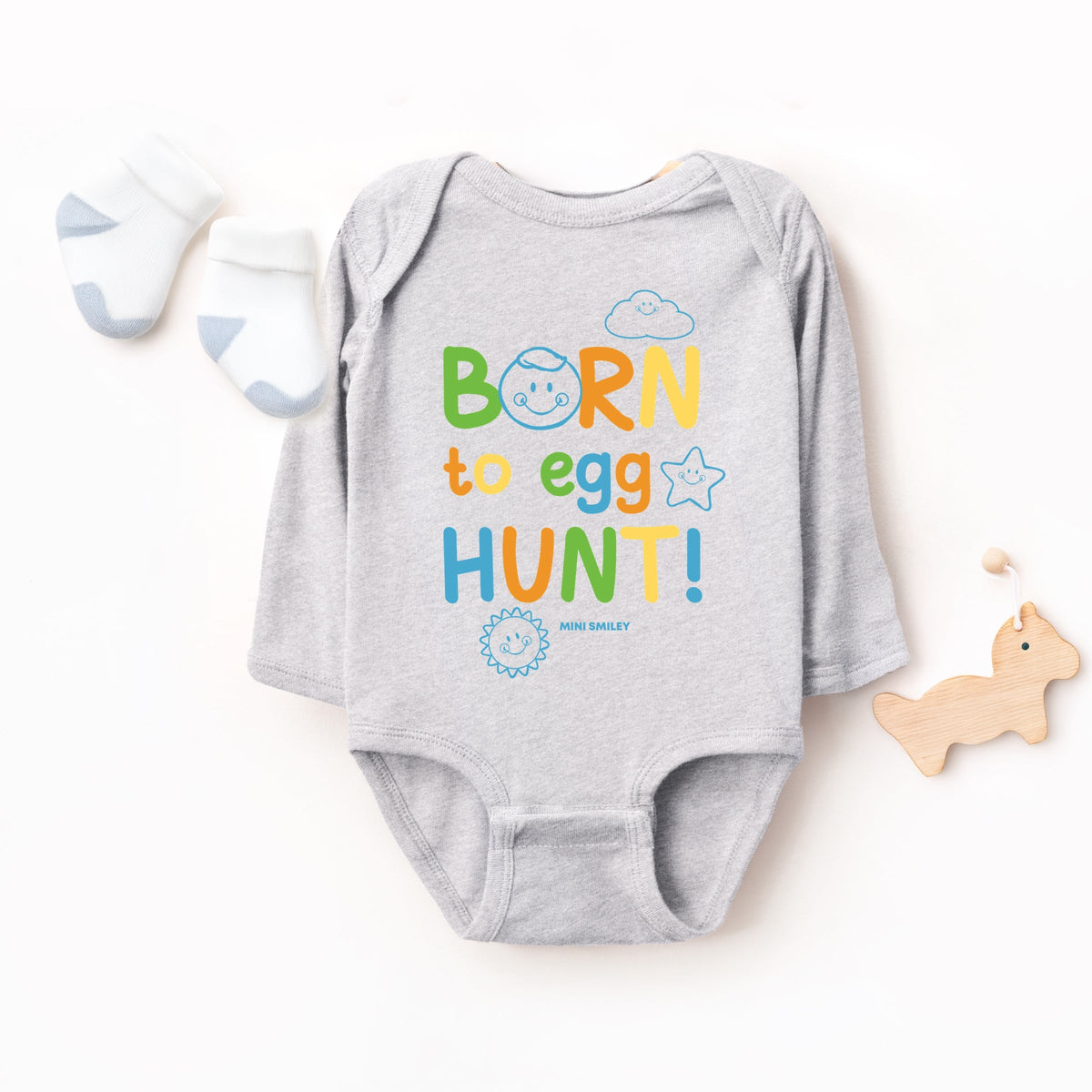 Mini Smiley Lumi Born To Egg Hunt - Baby Long Sleeve Bodysuit