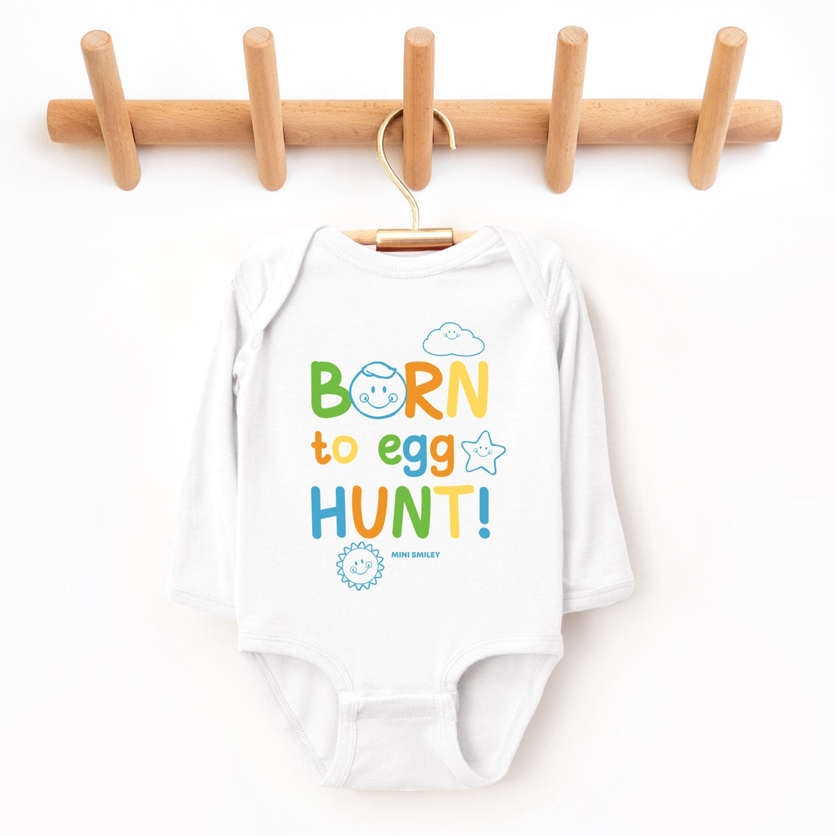 Mini Smiley Lumi Born To Egg Hunt - Baby Long Sleeve Bodysuit