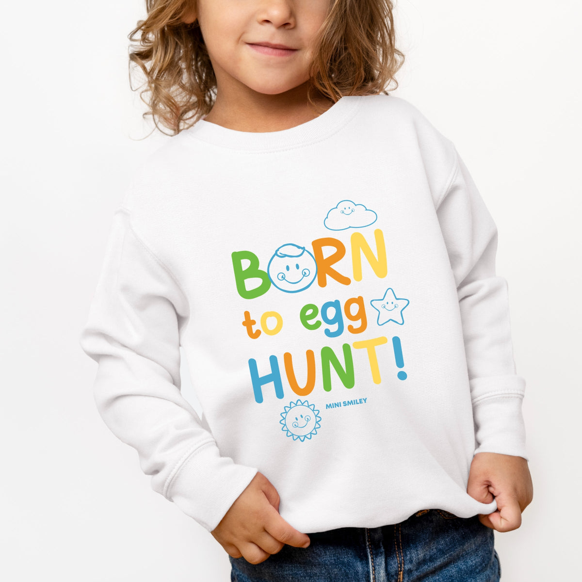 Mini Smiley Lumi Born To Egg Hunt - Toddler Graphic Sweatshirt