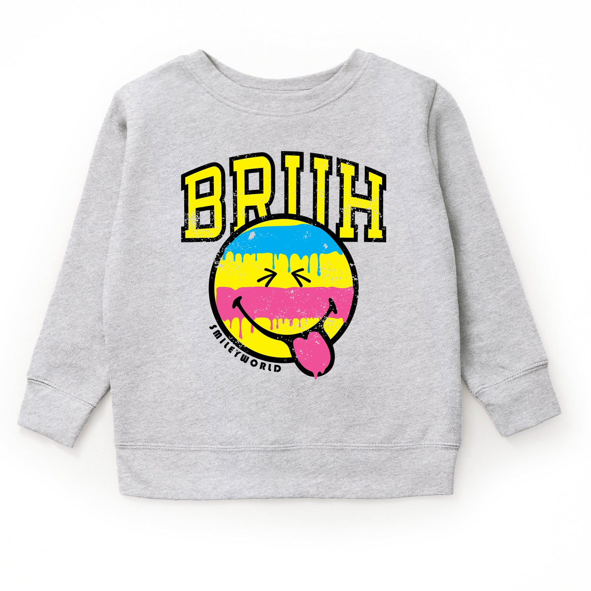 SmileyWorld Bruh Paint Drip Distressed - Youth Graphic Sweatshirt