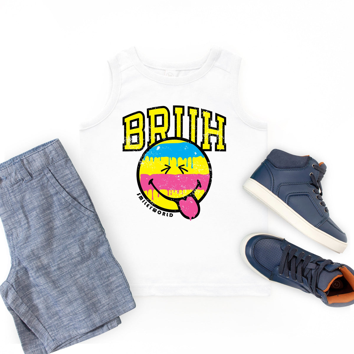 SmileyWorld Bruh Paint Drip Distressed - Youth Tank Top