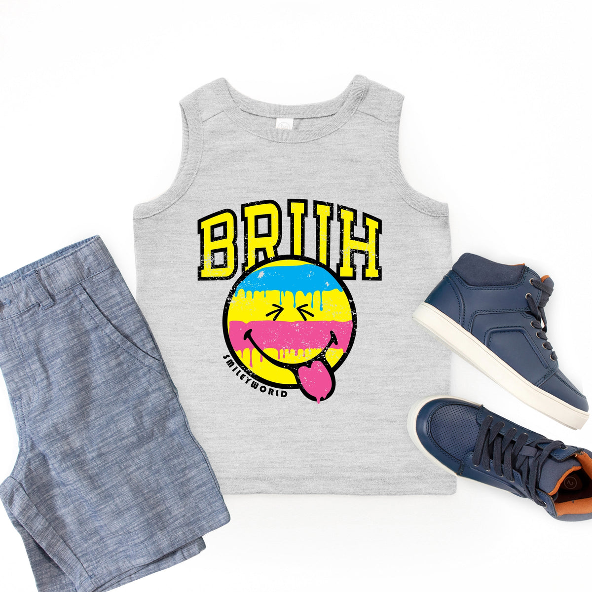 SmileyWorld Bruh Paint Drip Distressed - Youth Tank Top