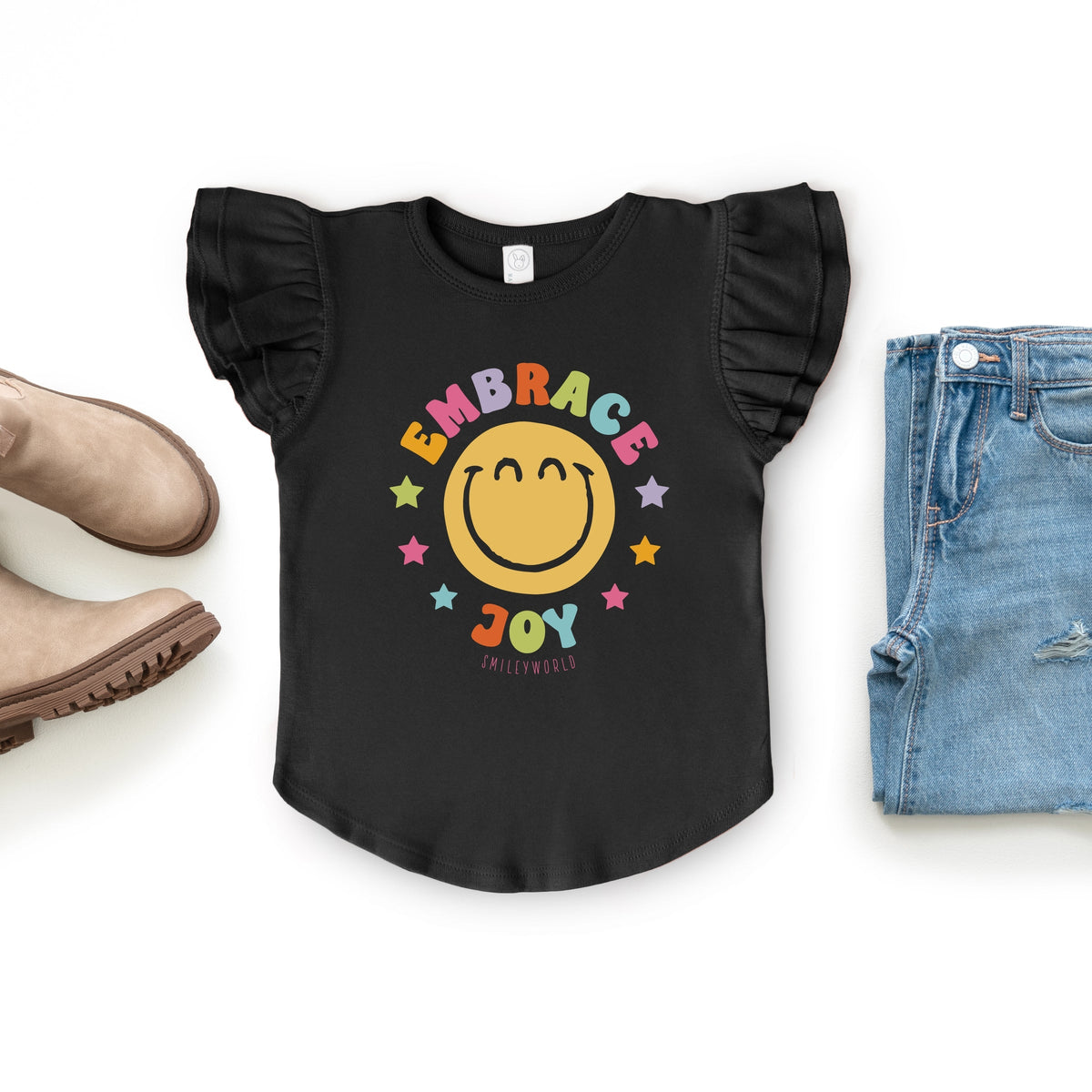 SmileyWorld Embrace Joy - Flutter Sleeve Graphic T-Shirt