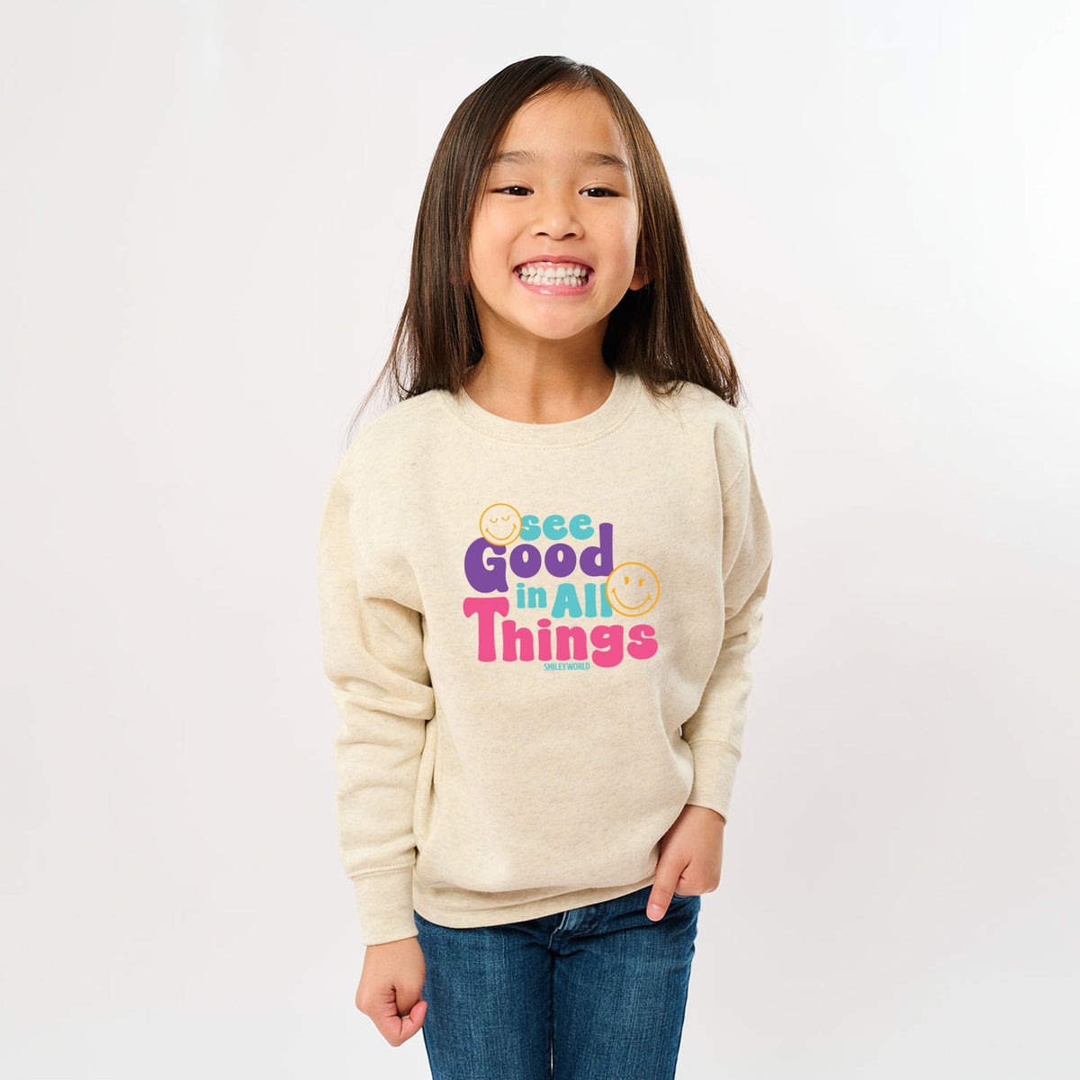 SmileyWorld See Good In All Things - Youth Graphic Sweatshirt