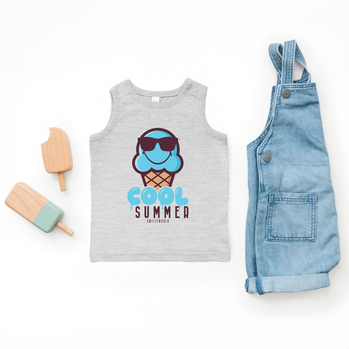 SmileyWorld Cool Summer Ice Cream Blue - Toddler Graphic Tank