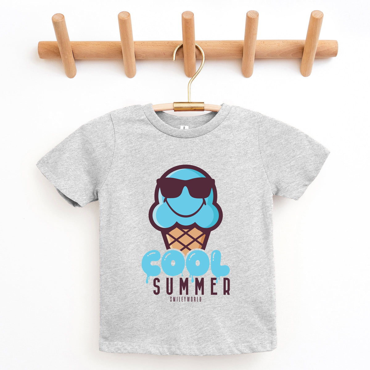 SmileyWorld Cool Summer Ice Cream Blue - Youth Short Sleeve Graphic T-Shirt