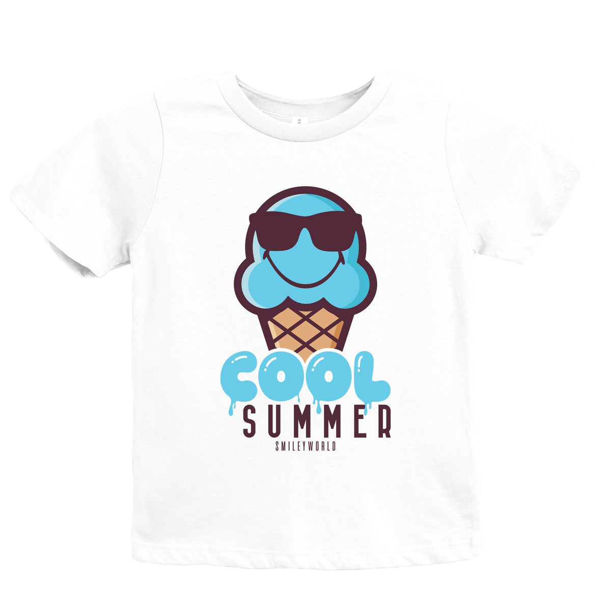 SmileyWorld Cool Summer Ice Cream Blue - Youth Short Sleeve Graphic T-Shirt