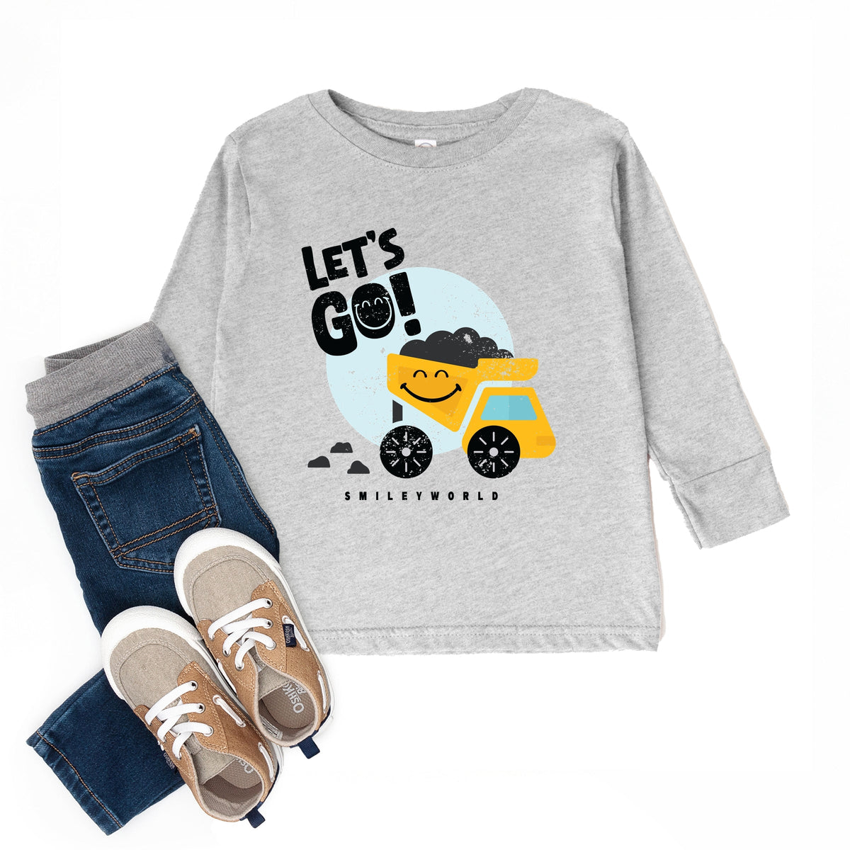 SmileyWorld Let's Go Dump Truck - Toddler Long Sleeve Graphic Tee