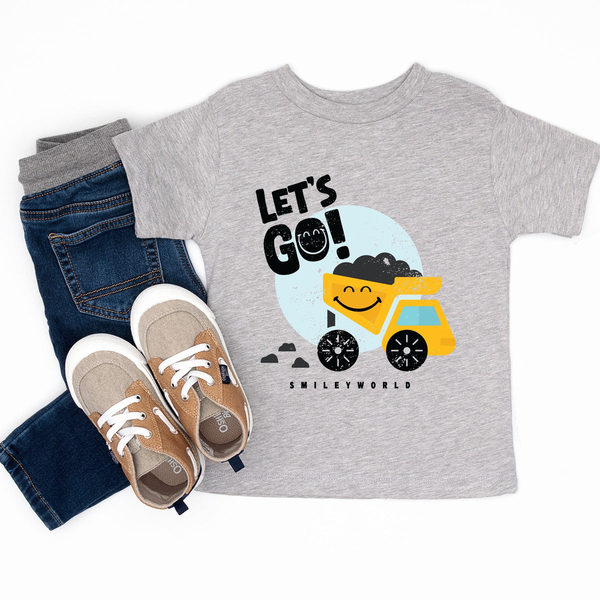 SmileyWorld Let's Go Dump Truck - Toddler Short Sleeve Graphic T-Shirt