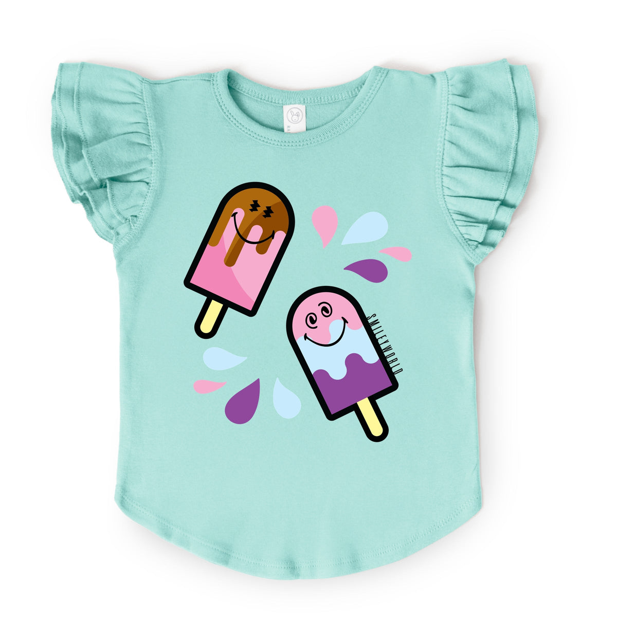SmileyWorld Popsicles - Flutter Sleeve Graphic T-Shirt
