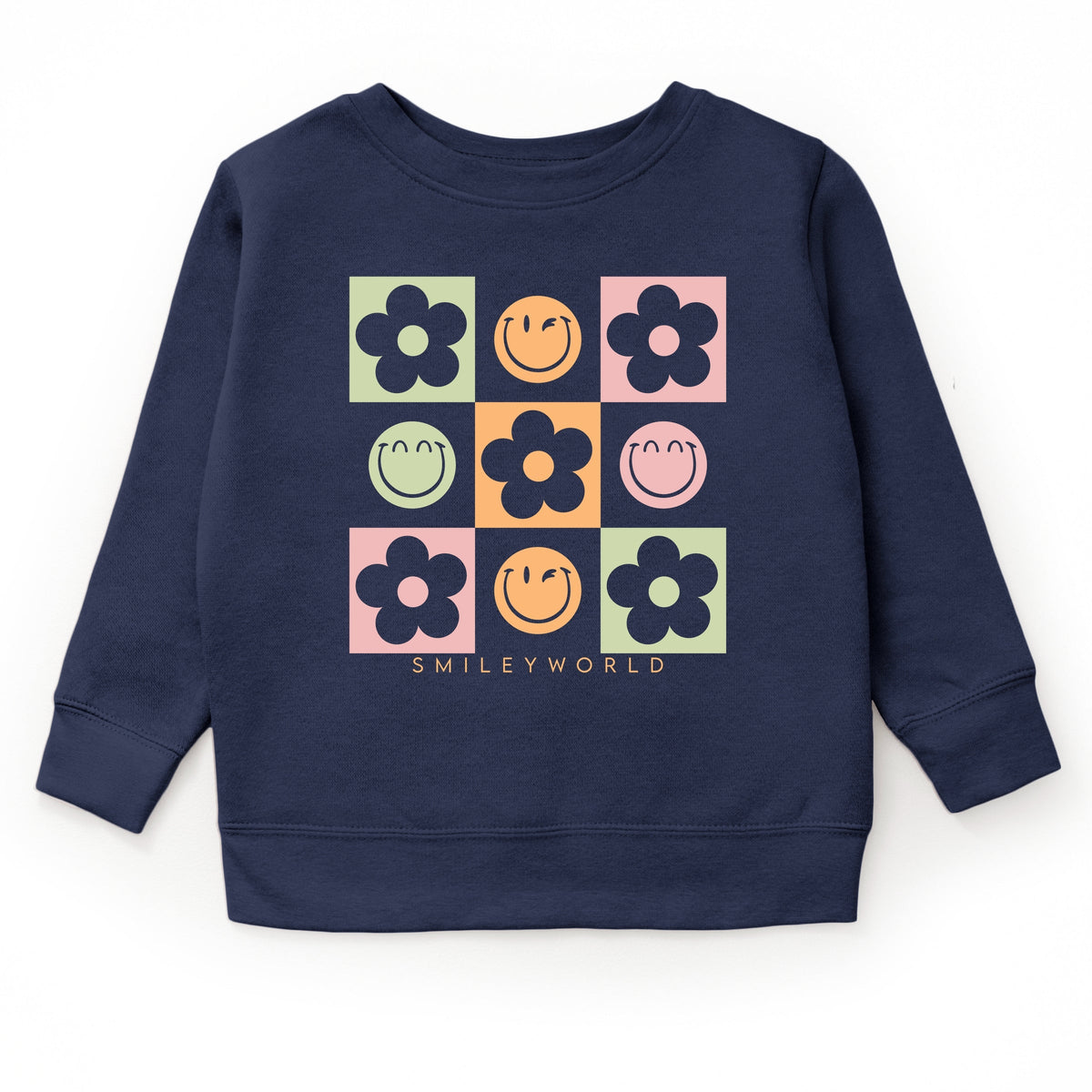 SmileyWorld Checkered Floral Smile - Youth Graphic Sweatshirt
