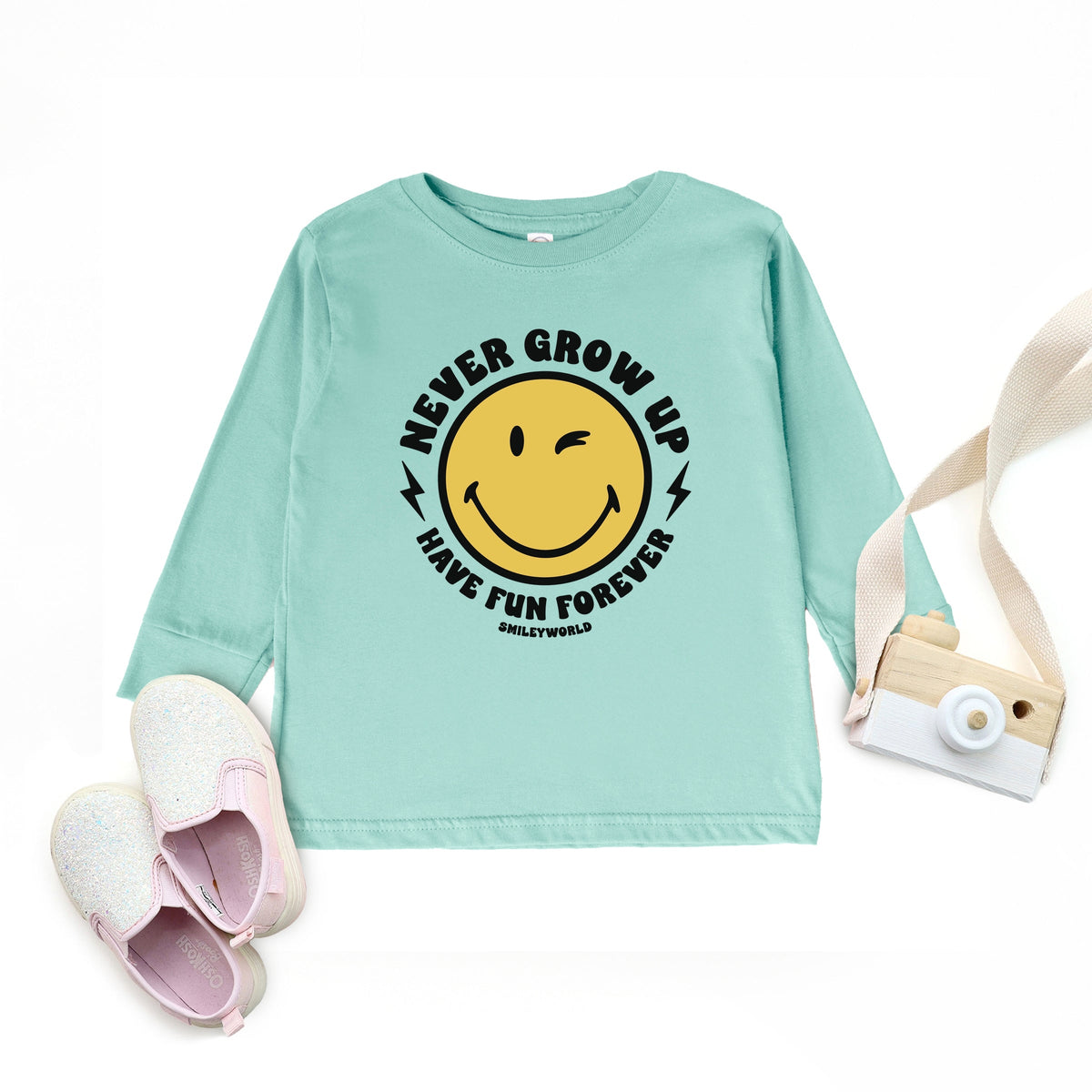SmileyWorld Never Grow Up - Toddler Long Sleeve Graphic Tee