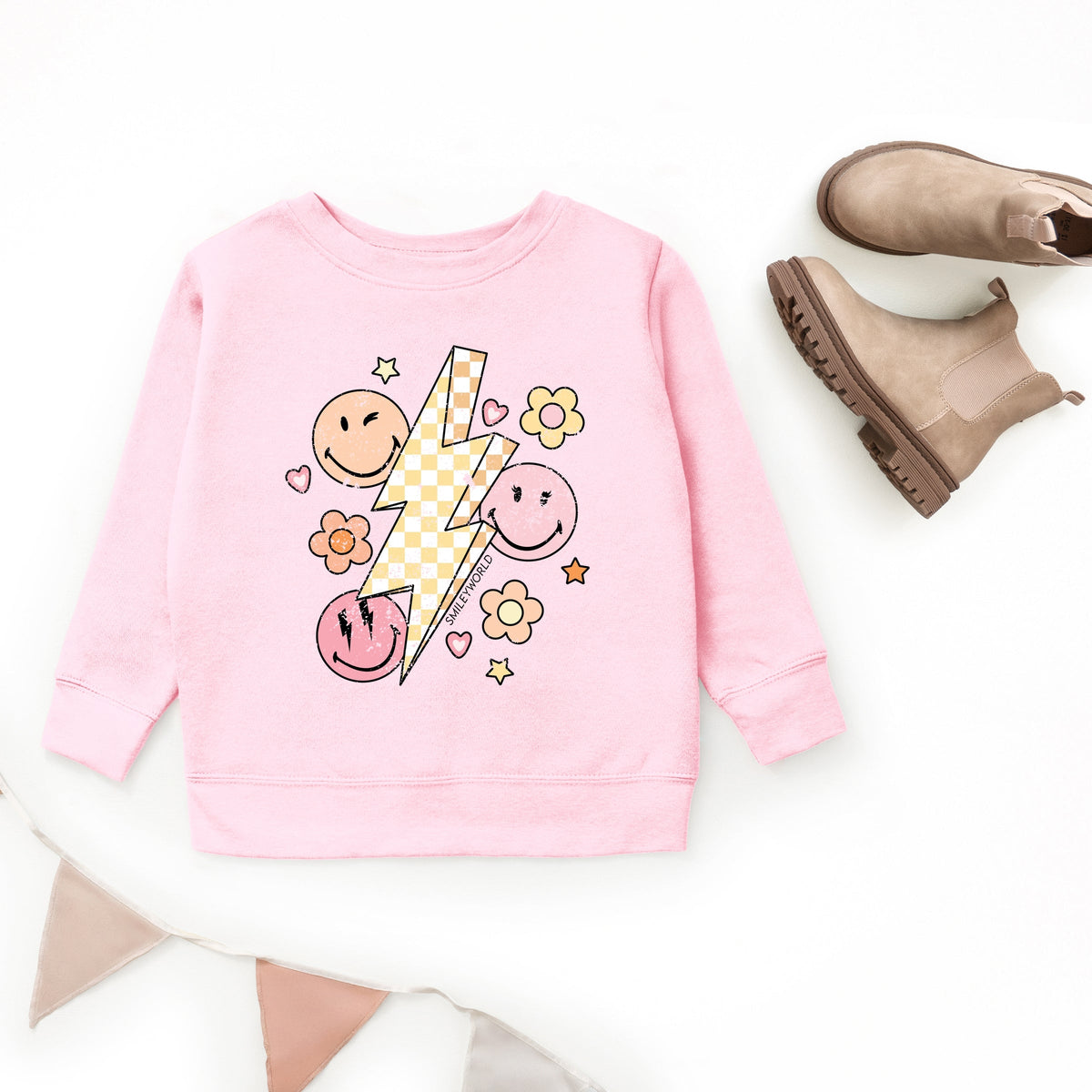 SmileyWorld Checkered Lightning Floral - Youth Graphic Sweatshirt