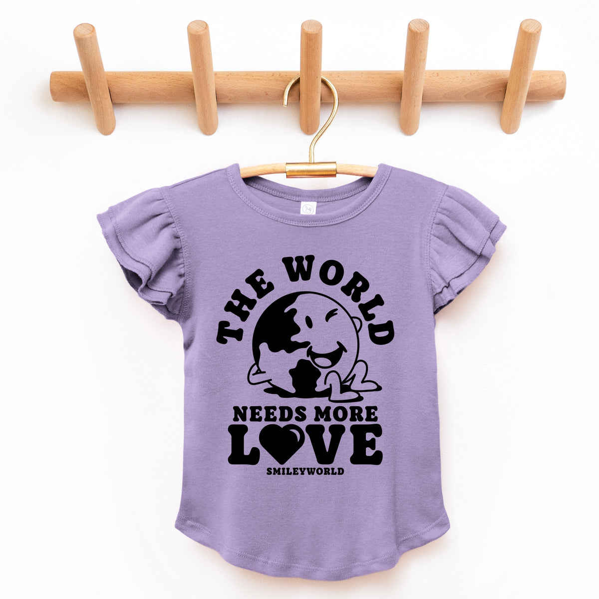 SmileyWorld The World Needs More Love - Flutter Sleeve Graphic T-Shirt