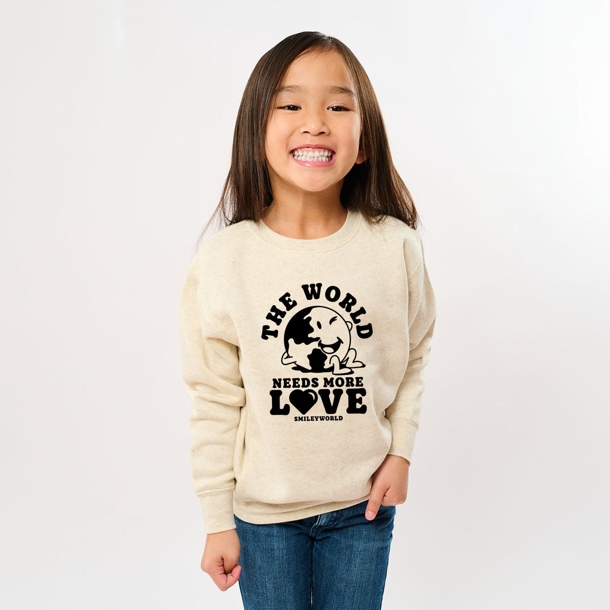 SmileyWorld The World Needs More Love - Youth Graphic Sweatshirt