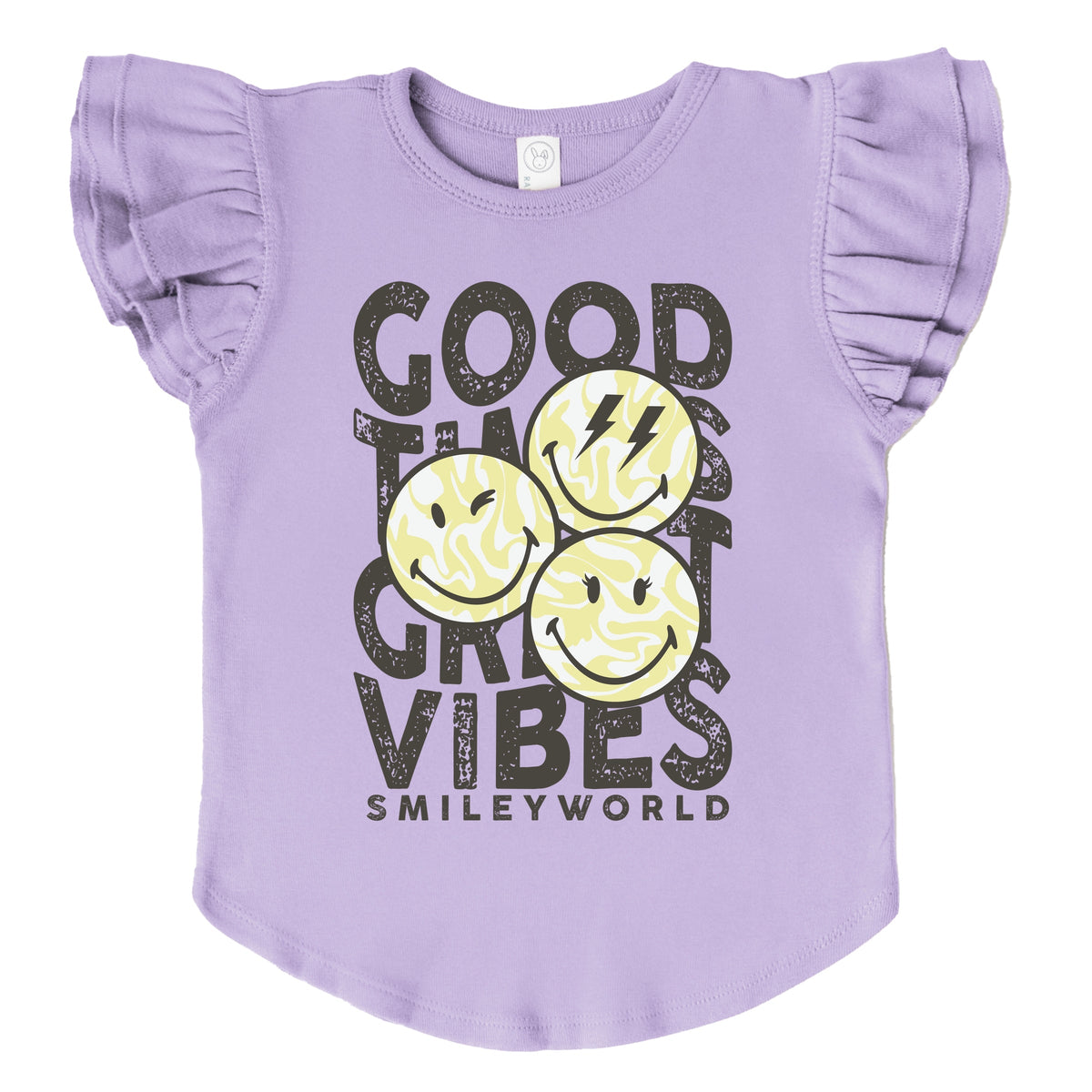 SmileyWorld Good Times Great Vibes  - Flutter Sleeve Graphic T-Shirt