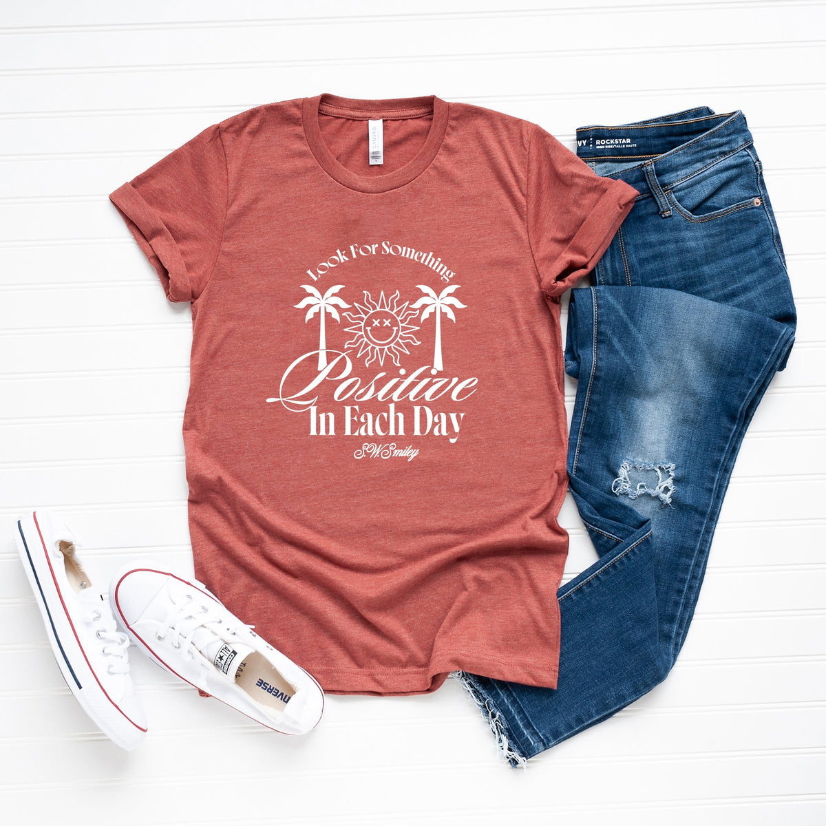 S.W.Smiley Look For Something Positive - Women's Short Sleeve Graphic T-Shirt