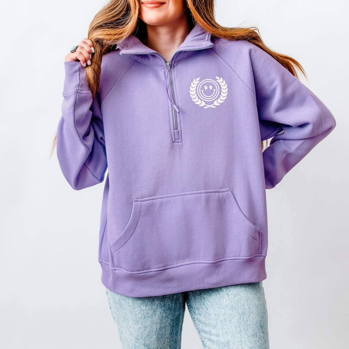 S.W.Smiley Endless Vacation Front And Back - Women's Quarter Zip Fleece Graphic Sweatshirt