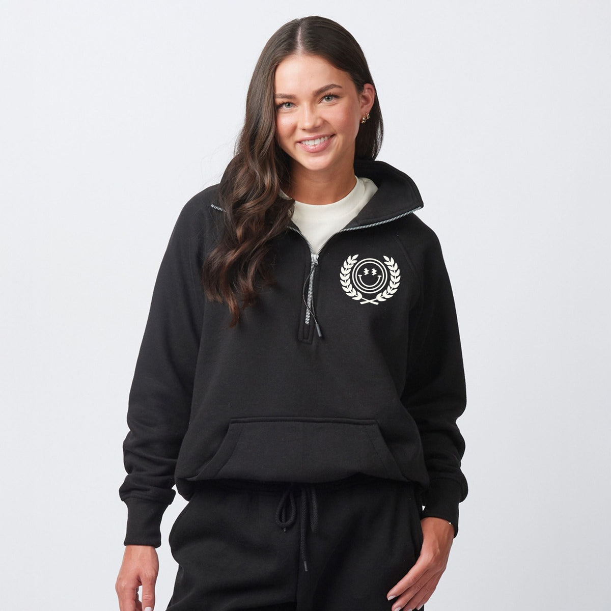S.W.Smiley Endless Vacation Front And Back - Women's Quarter Zip Fleece Graphic Sweatshirt