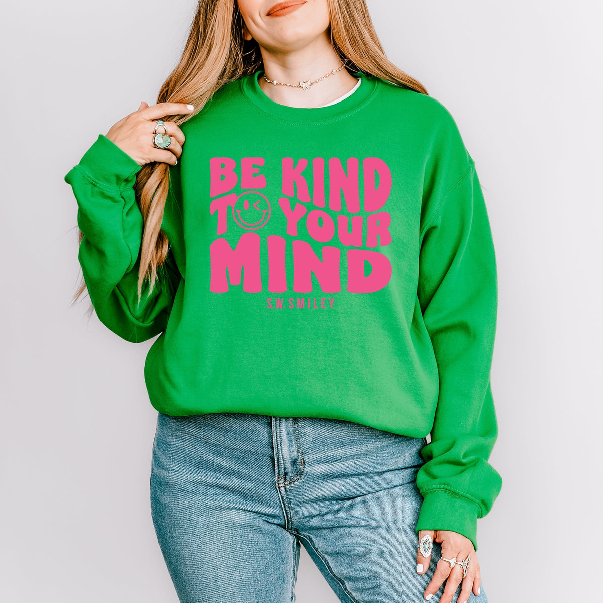 S.W.Smiley Be Kind To Your Mind Outline - Women's Graphic Sweatshirt