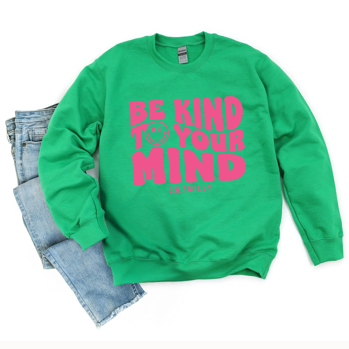 S.W.Smiley Be Kind To Your Mind Outline - Women's Graphic Sweatshirt