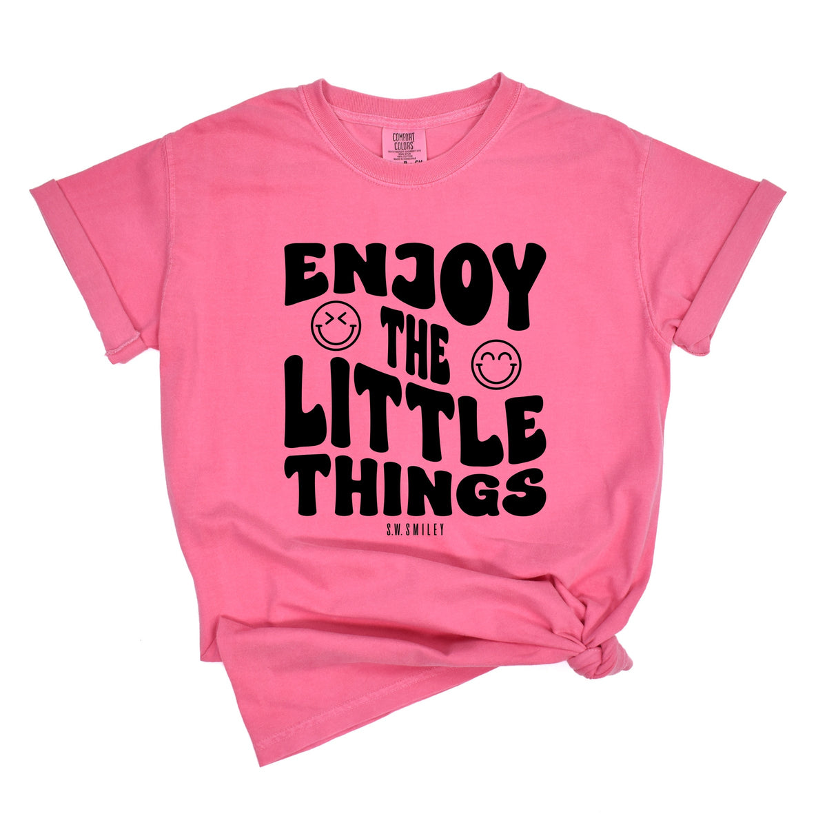 S.W.Smiley Enjoy The Little Things - Women's Garment Dyed Graphic T-Shirt