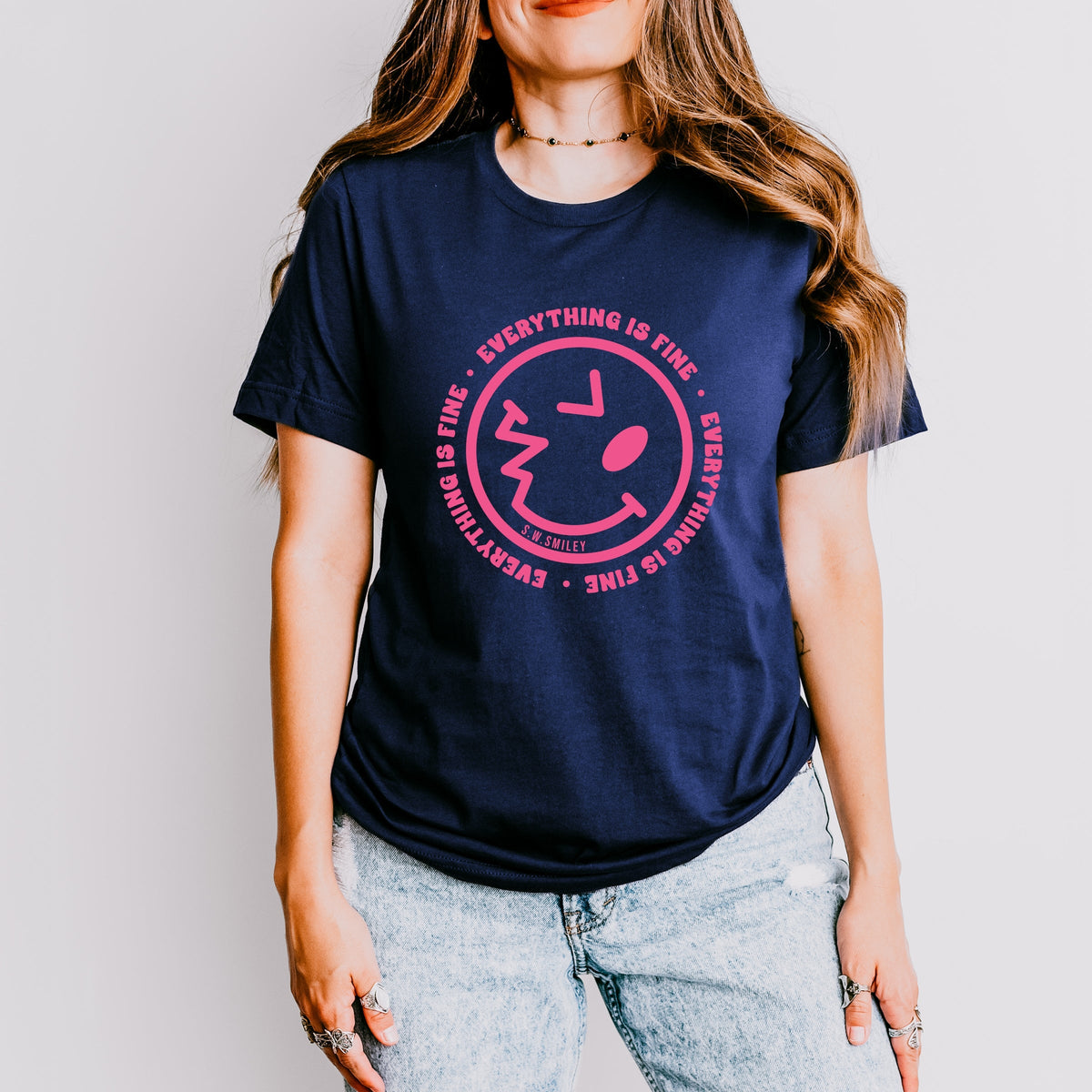 S.W.Smiley Everything Is Fine - Women's Short Sleeve Graphic T-Shirt