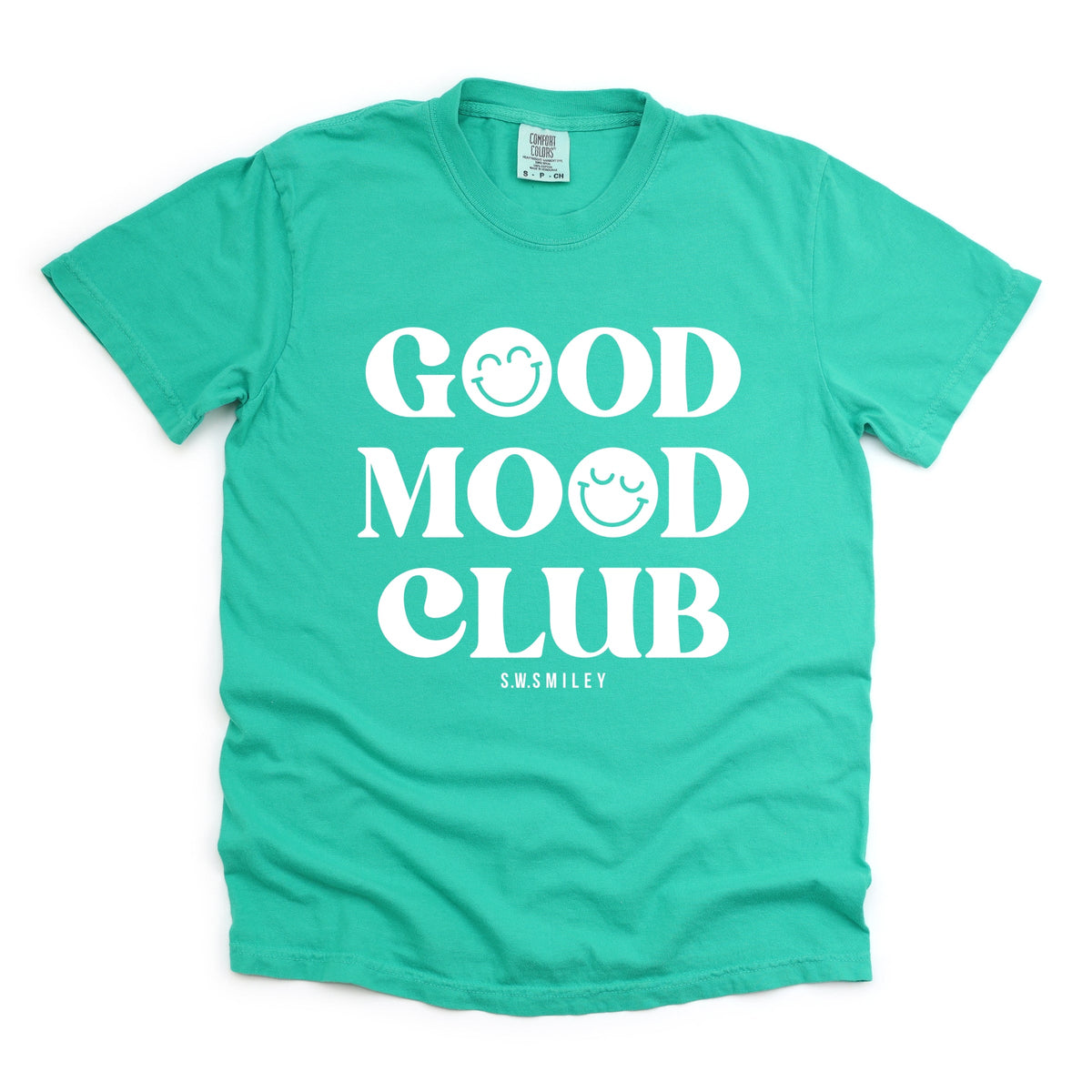 S.W.Smiley Good Mood Club - Women's Garment Dyed Graphic T-Shirt