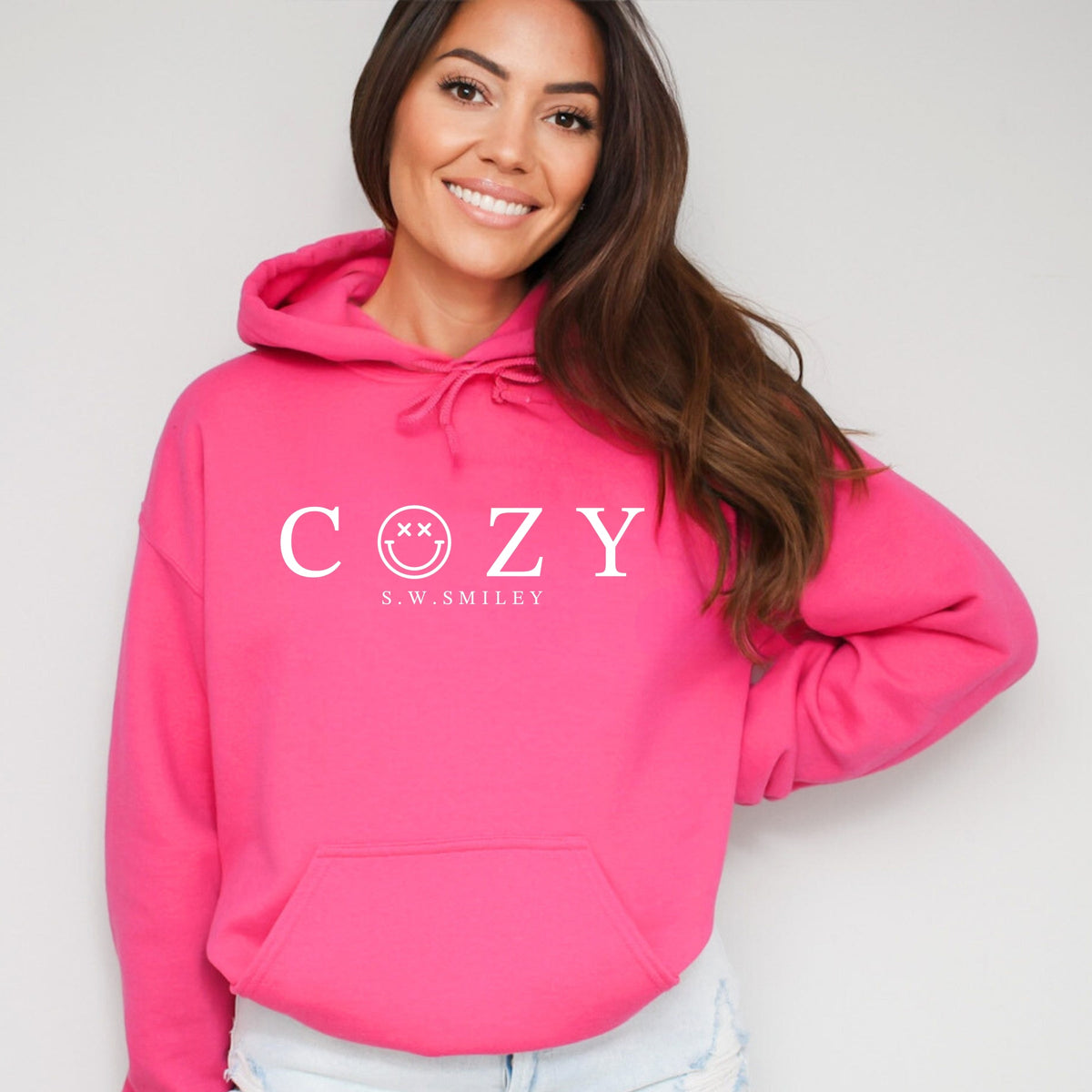 S.W.Smiley Cozy Outline - Women's Graphic Hoodie