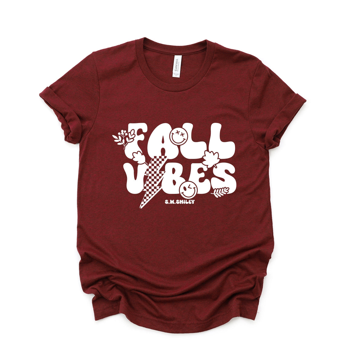 S.W.Smiley Fall Vibes Lightning - Women's Short Sleeve Graphic T-Shirt