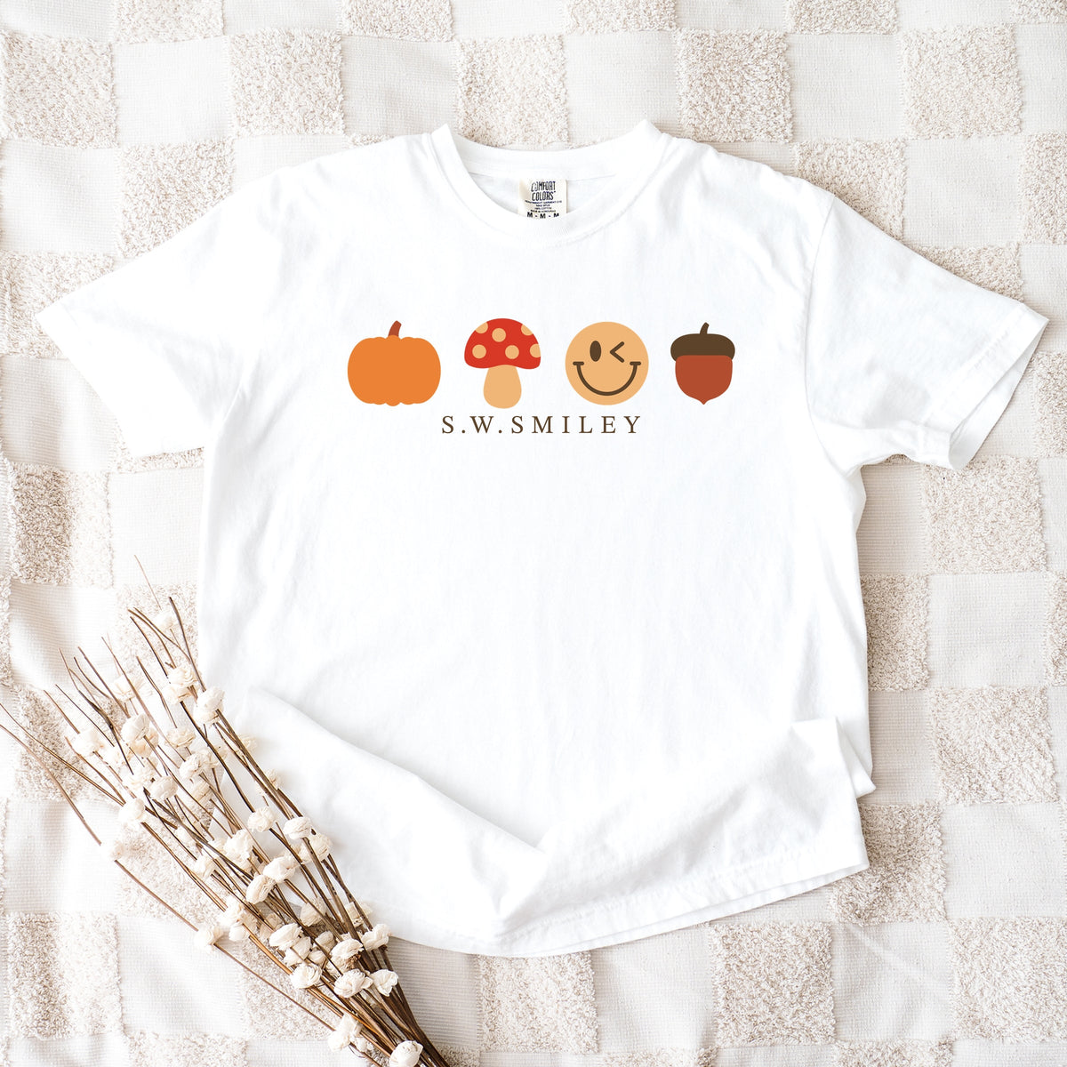 S.W.Smiley Fall Icons - Women's Garment Dyed Graphic T-Shirt