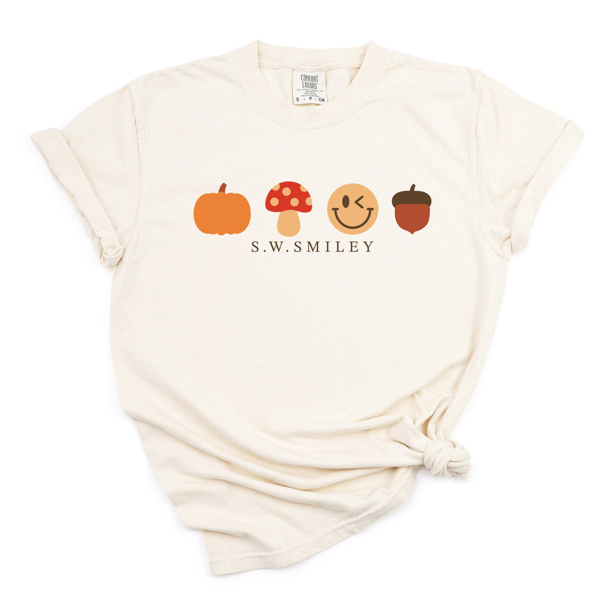 S.W.Smiley Fall Icons - Women's Garment Dyed Graphic T-Shirt