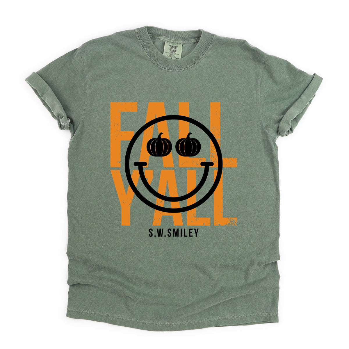 S.W.Smiley Fall Y'all - Women's Garment Dyed Graphic T-Shirt