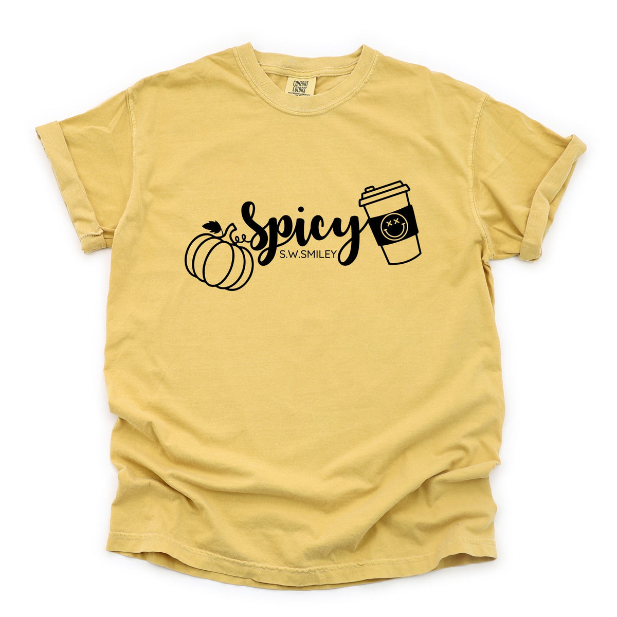 S.W.Smiley Spicy Pumpkin Spice - Women's Garment Dyed Graphic T-Shirt