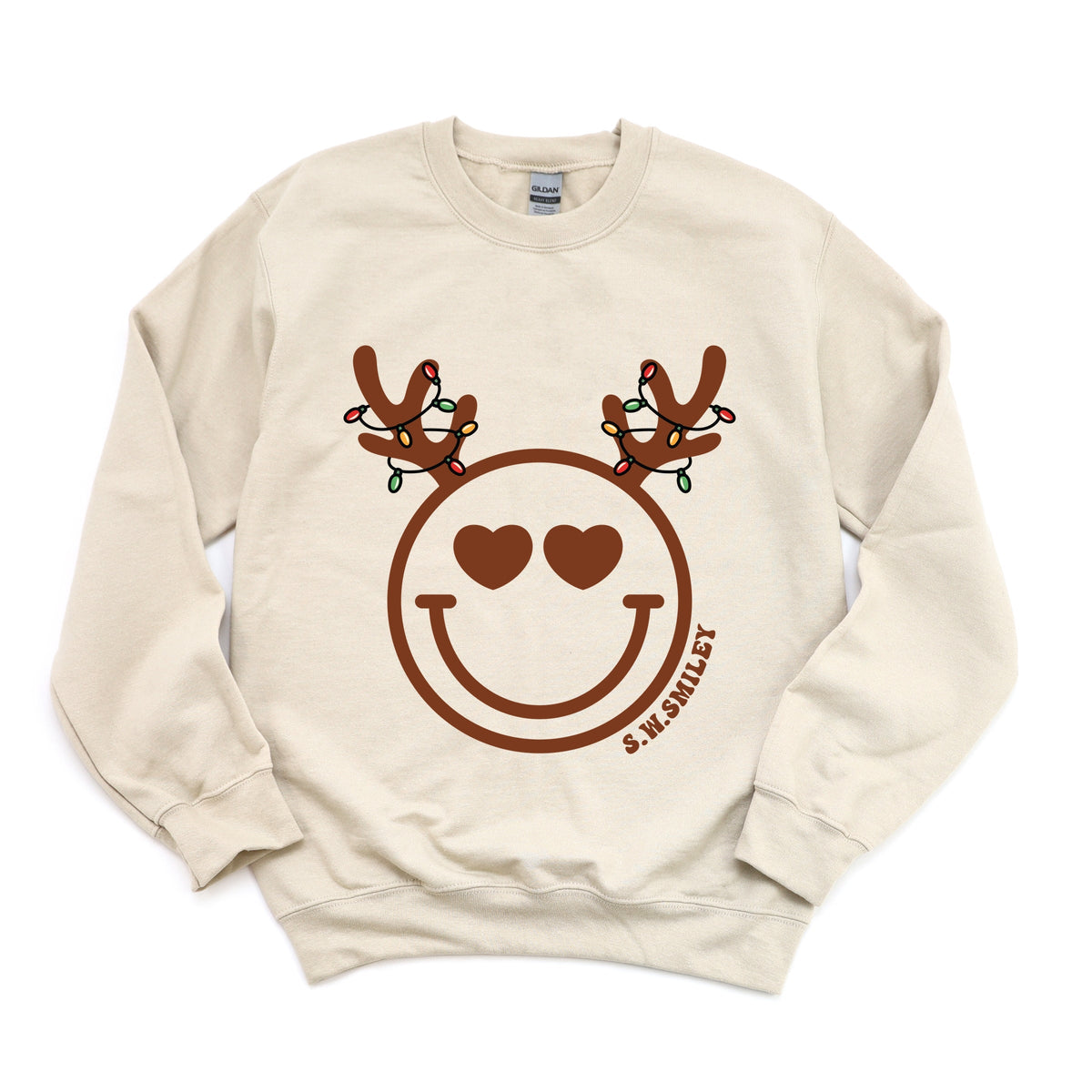 S.W.Smiley Reindeer Lights -  Womens Sweatshirt